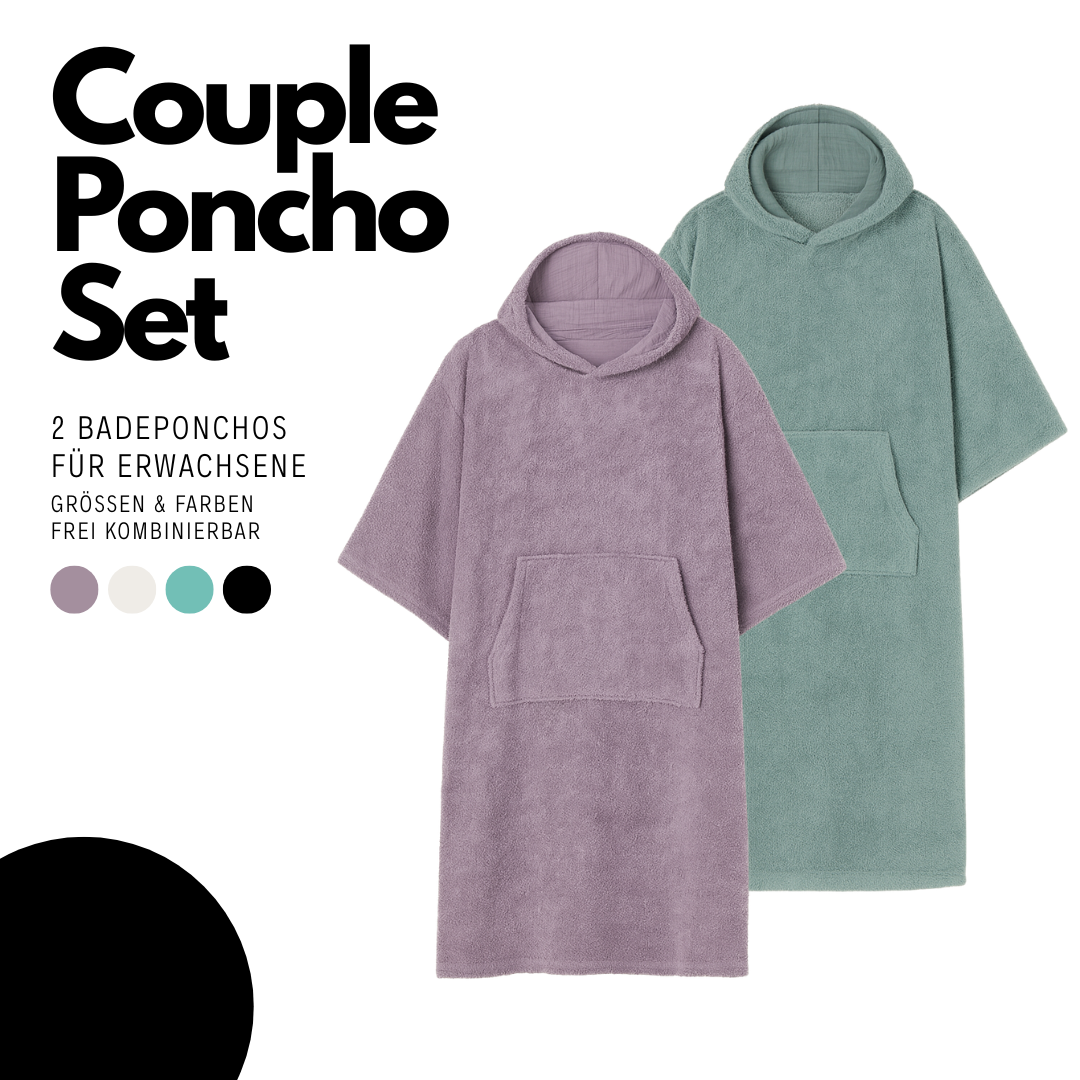 Couple SPARSET - 2 Badeponchos für Erwachsene im Set
