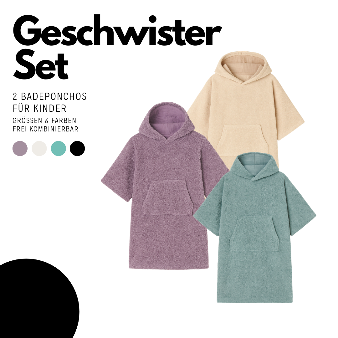 Geschwister SPARSET - 2 Lounge Ponchos für Kinder im Set