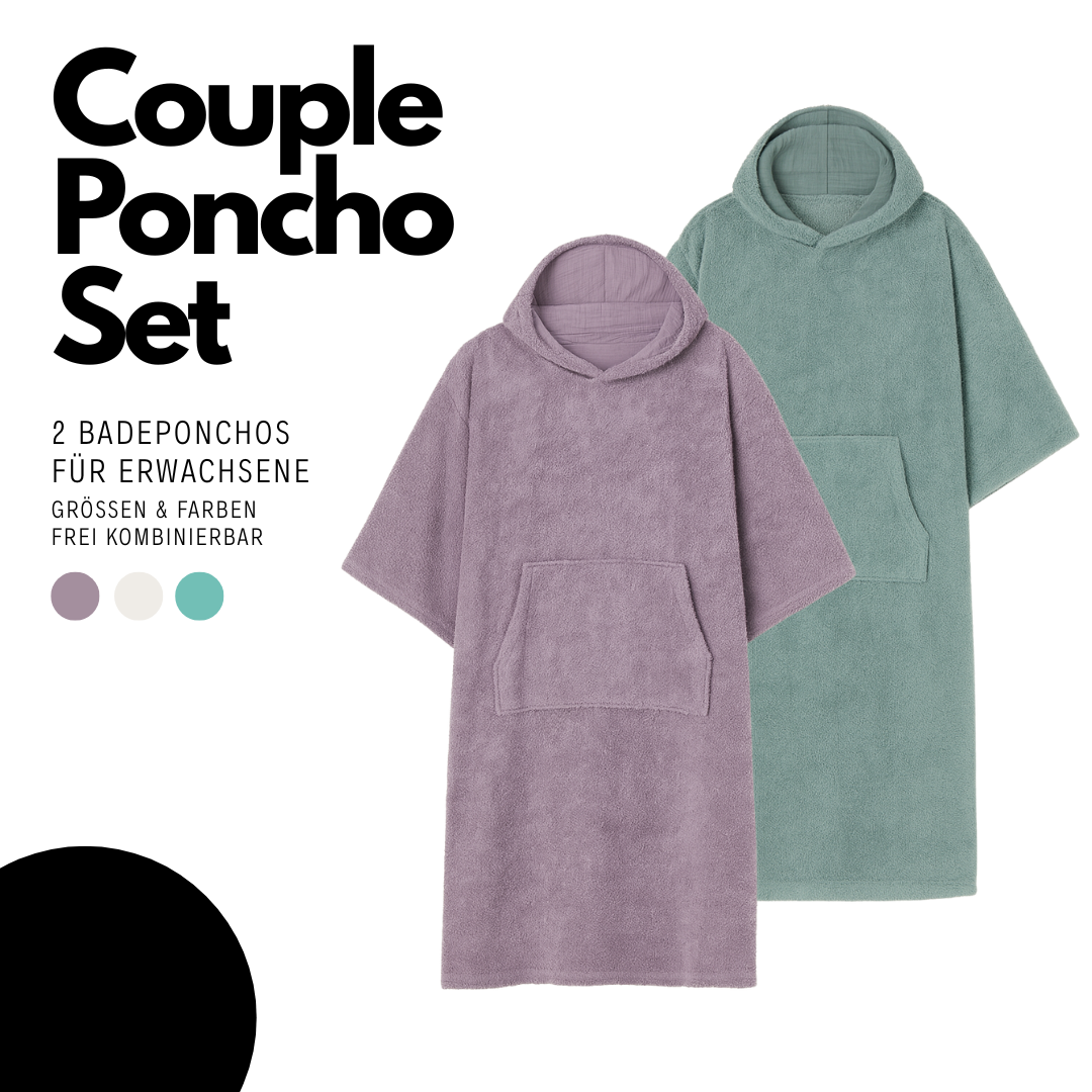 Couple SPARSET - 2 Badeponchos für Erwachsene im Set